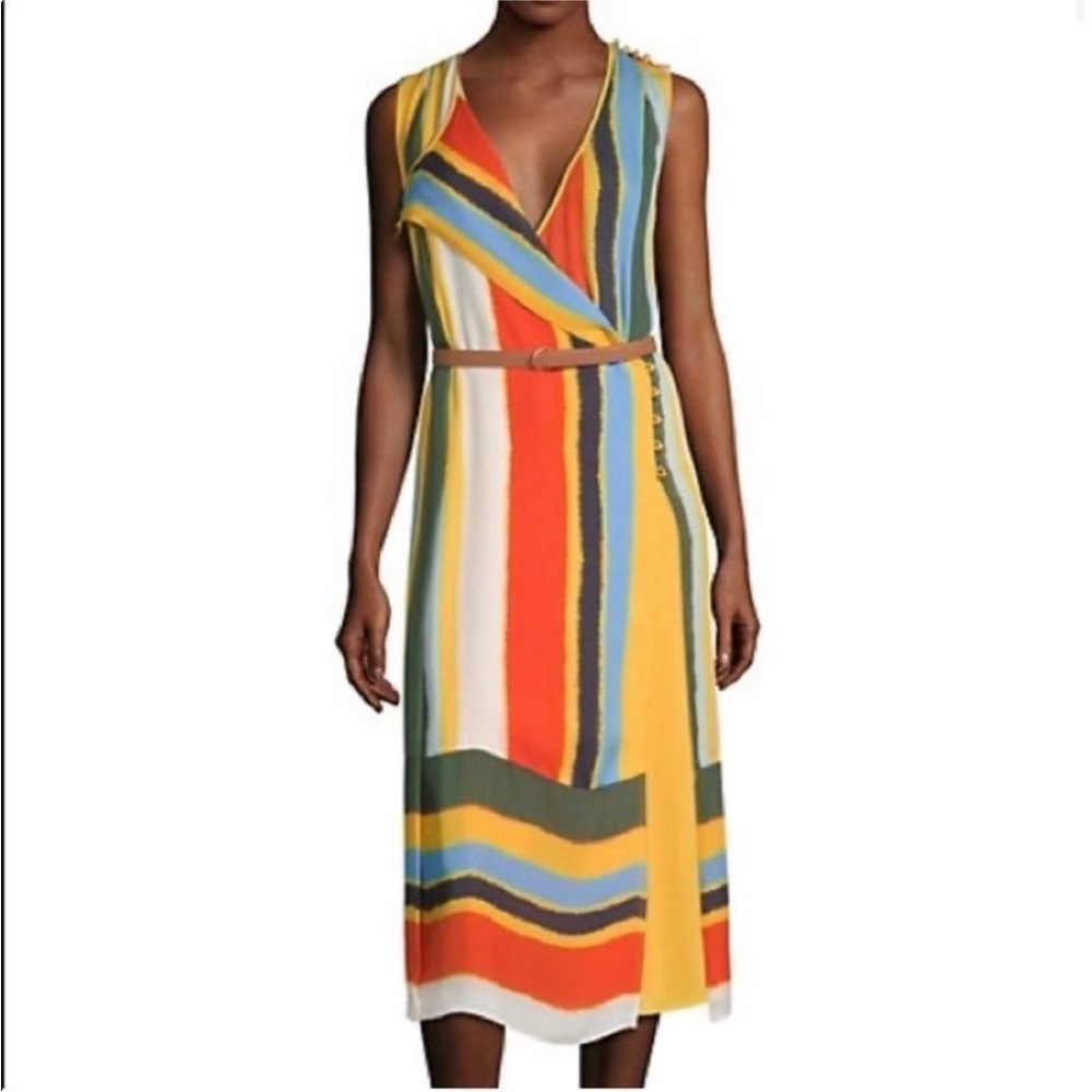 Tory Burch Multicolor Striped Sleeveless Midi Dress